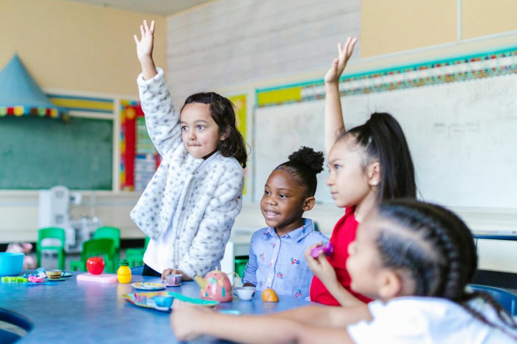group of little girls in the classroom